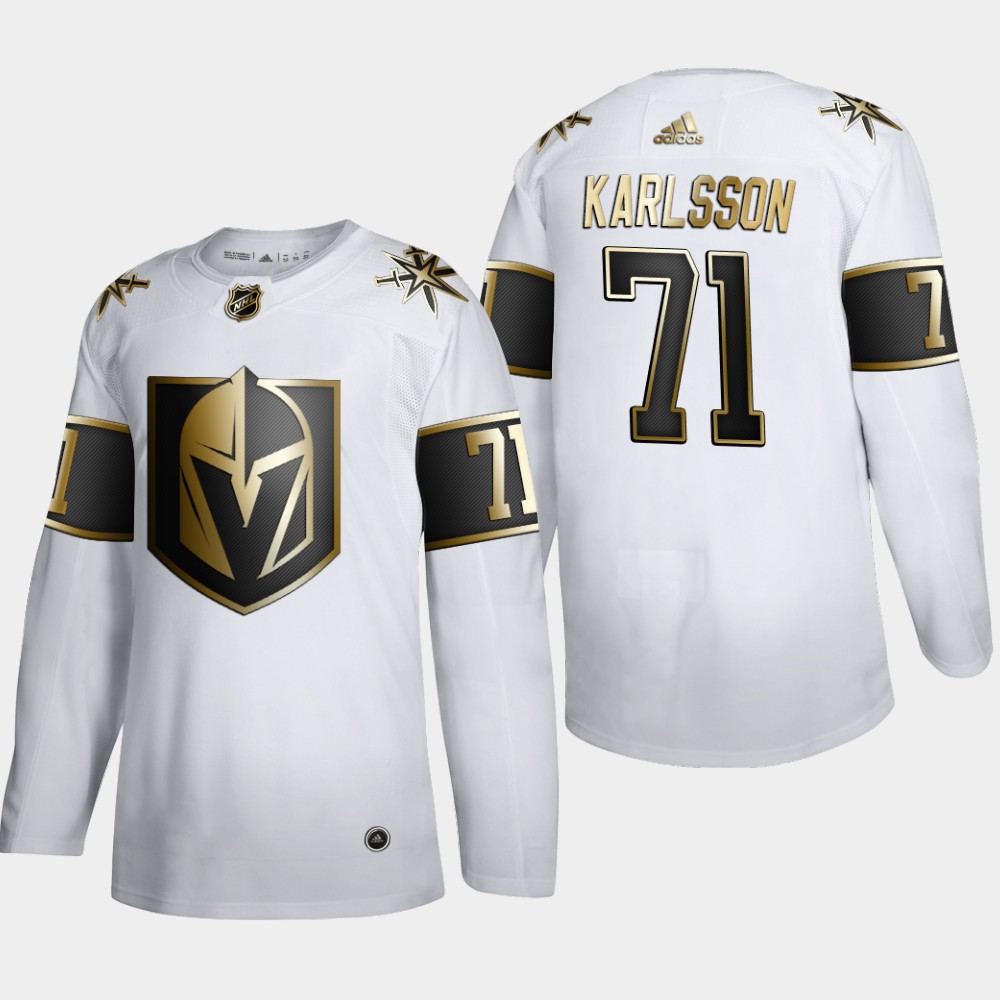 Men Vegas Golden Knights #71 William Karlsson Adidas White Golden Edition Limited Stitched NHL Jersey